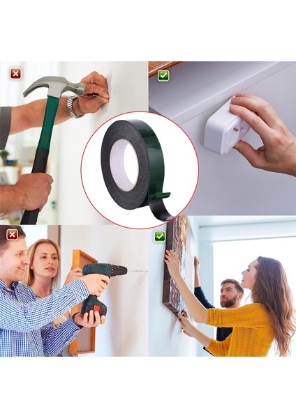 Çift Taraflı Köpük Sünger Bant Eva Montaj Bandı Siyah 30 mm x 10 Metre 1 Adet
