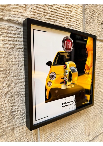Çerçeveli 20X20 Ebatlı Metal Levha Baskılı Model Araç Fiat 500 fiyatları
