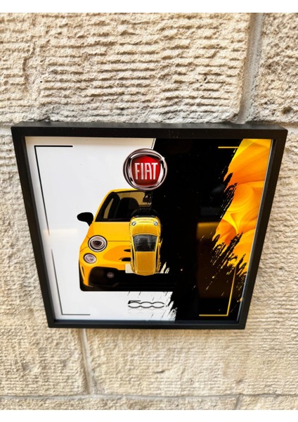 Çerçeveli 20X20 Ebatlı Metal Levha Baskılı Model Araç Fiat 500 fırsatları