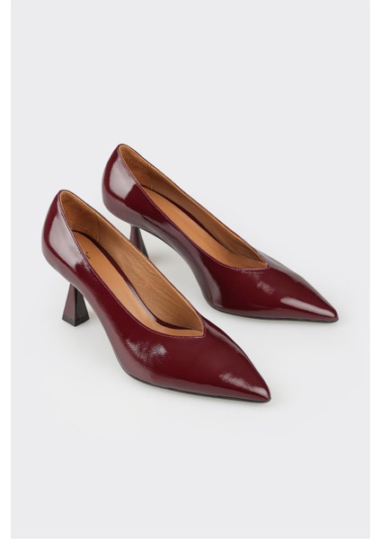 Bordo Deri Kadın Stiletto fiyatları