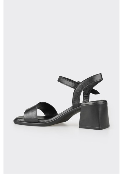 Siyah Deri Kadın Topuklu Sandalet modelleri