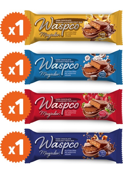 Bitter Çikolata Kaplı Meyve Bar Tanışma Paketi 35g X 4 Adet (4 ÇEŞİT)