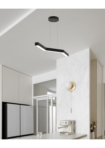 Gabbiano (Siyah Kasa, Sarı Işık) Ledli Modern Sarkıt Linear LED Avize Salon Mutfak Oturma Odası Yatak Odası Antre Hol LED fiyatları