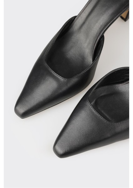 Siyah Deri Kadın Topuklu Ayakkabı fırsatları