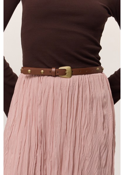 Zımbalı Antik Tokalı Kemer Camel