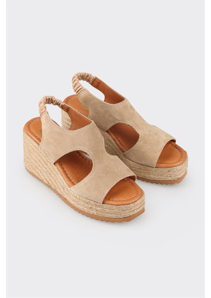 Kadın Espadril Doğal Deri ve Jüt Tabanlı Dolgu Topuk 8 cm Yükseklikle Rahat Kullanım fiyatları