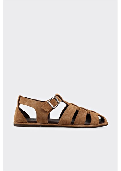 Taba Deri Kadın Düz Sandalet