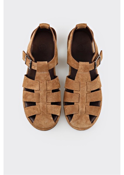 Taba Deri Kadın Düz Sandalet fırsatları