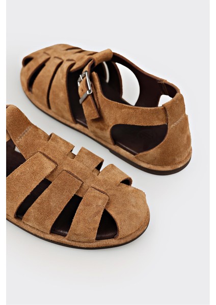 Taba Deri Kadın Düz Sandalet indirimleri