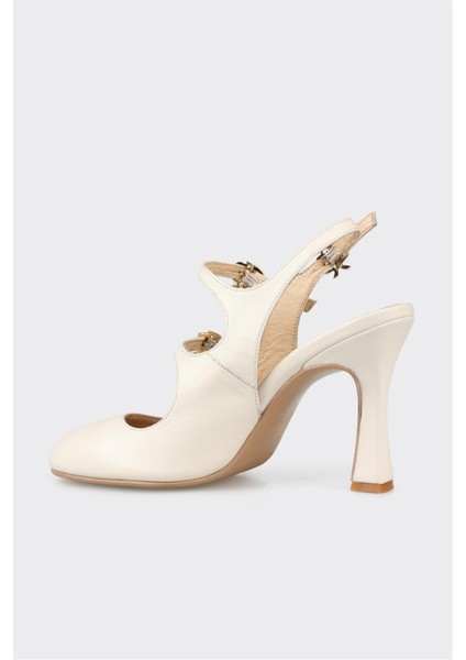 Bej Deri Kadın Topuklu Ayakkabı modelleri