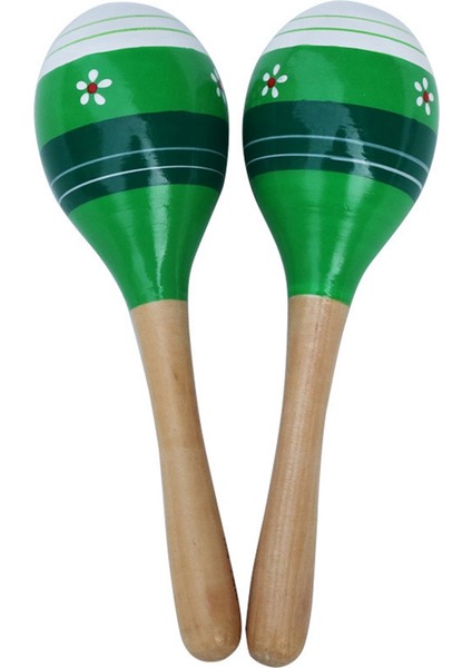 Maracas El Perküsyon Çıngırakları, Çocuklar Yetişkinler Için Ahşap Rumba Çalkalayıcı Müzik Aleti, 2'li Set, Yeşil (Yurt Dışından)