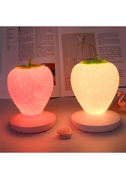 Dokunmatik Kısılabilir LED Gece Lambası Silikon Çilek Gece Lambası USB Başucu Lambası Bebek Odası Dekorasyonu Için Beyaz (Yurt Dışından)