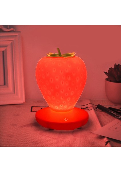 Dokunmatik Kısılabilir LED Gece Lambası Silikon Çilek Gece Lambası USB Başucu Lambası Bebek Odası Dekorasyonu Için Beyaz (Yurt Dışından)