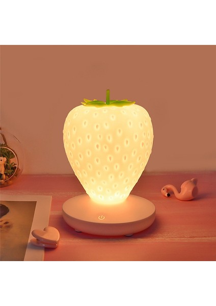 Dokunmatik Kısılabilir LED Gece Lambası Silikon Çilek Gece Lambası USB Başucu Lambası Bebek Odası Dekorasyonu Için Beyaz (Yurt Dışından)