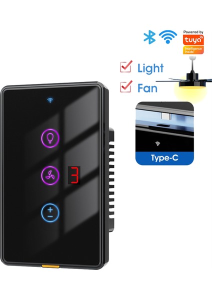Tuya Akıllı Wifi Fan Işık Anahtarı Dokunmatik Duvar Paneli Ses Zamanlayıcı Kontrol App Alexa Ev B Için Uzaktan Çalışma (Yurt Dışından)