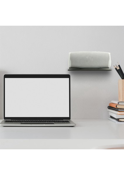 3x Duvar Rafı Hoparlör Standı, Bluetooth Hoparlör, Web Kamerası, Cep Telefonları Için Akrilik Montaj Ekranı, Oyuncak-Siyah (Yurt Dışından)