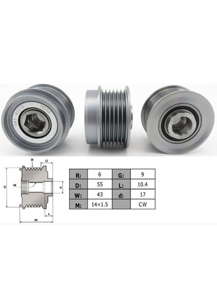 Alternatör Kasnak Rulmanlı 6-Kanal Toyota Aurıs/avensis/corolla-Jeep Cherokee