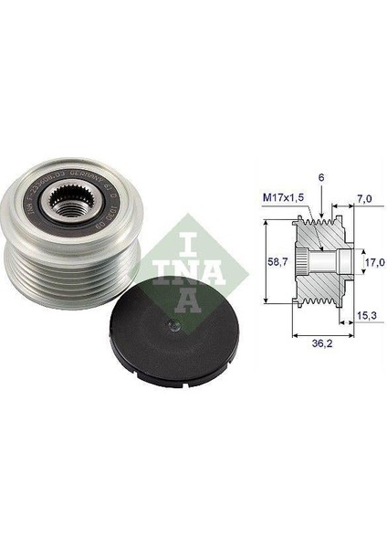 Alternatör Kasnak Rulmanlı 6-Kanal Ford Connect/focus/mondeo
