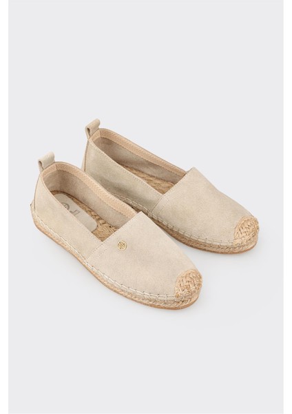 Bej Deri Kadın Espadril