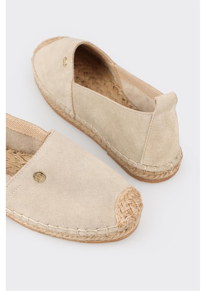Bej Deri Kadın Espadril