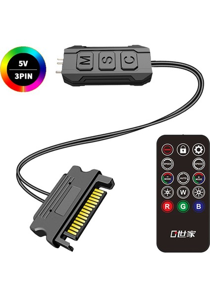 LC-S50 Argb 5V 3pın - Sata Güç Kaynağı Anakart Senkronizasyon Arayüzü Bilgisayar Kasası Fanı Için Işık Kontrol Cihazı (Yurt Dışından)