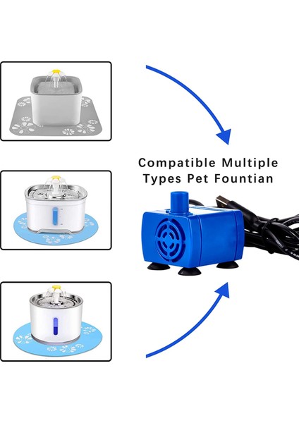 3x Kedi Su Çeşmesi Pompası, Evcil Hayvan Pompası Yedek - Yuvarlak, Çiçek Kapağı Için DC160 Motor (Yurt Dışından)