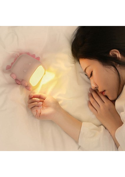 Nordic LED Dinozor Gece Lambası Çocuk Odası Başucu Uyku Lambası Gece Lambası USB Şarjlı Sevimli Işık (Pembe) (Yurt Dışından)