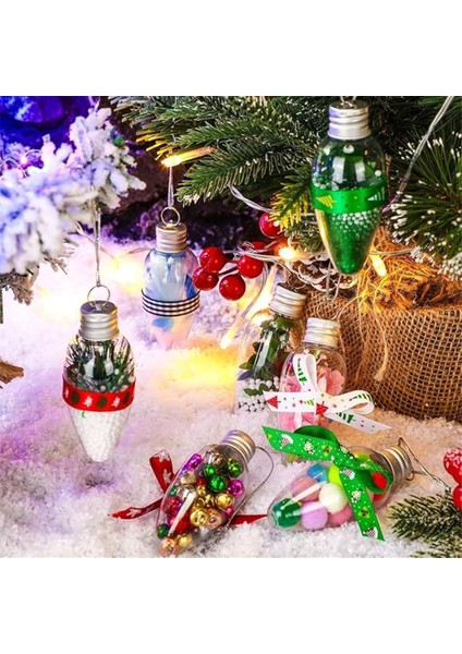Noel Şeffaf Plastik Ampul Şeklinde Süsler Ev Partisi Dekoru Için 40 Adet (Yurt Dışından)