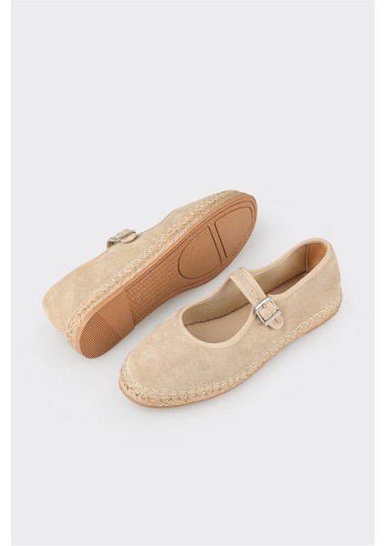 Bej Deri Kadın Espadril modelleri