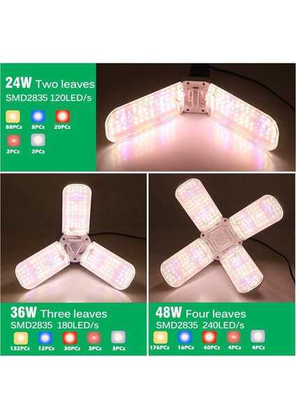LED Büyüme Işığı Katlanabilir Fito Lamba Tam Spektrum Ampul Iç Mekan Bitkileri Bloom Çiçek Açan Lambalar Bahçe E27 C (Yurt Dışından)