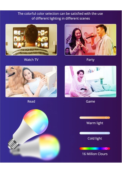 Akıllı Ampuller Wifi LED Ampul 9W Rgb Ses Kontrolü Alexa Home Için Çalışır (Yurt Dışından)