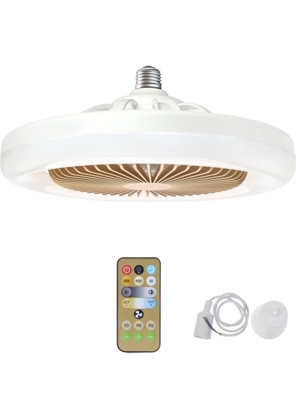 30W Tavan Vantilatörü Aydınlatma Lambası E27 Dönüştürücü Taban Uzaktan Kumanda Yatak Odası Oturma Odası Ev Beyaz+Altın (Yurt Dışından) modelleri