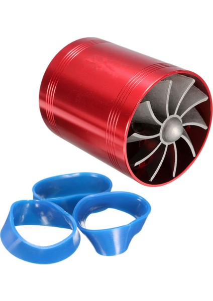 Evrensel Araba Çift Türbin Turbo Şarj Cihazı Hava Girişi Gaz Yakıt Tasarrufu Fanı Otomatik Süper Şarj Cihazı Kırmızı (Yurt Dışından) indirimleri