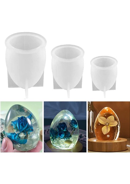 Yumurta Işık Reçine Kalıp Seti 3'lü, Yumurta Şekilli Kalıp, Dıy Sanat Masa Lambası Ev Dekorasyonu Için Oval (Yurt Dışından)