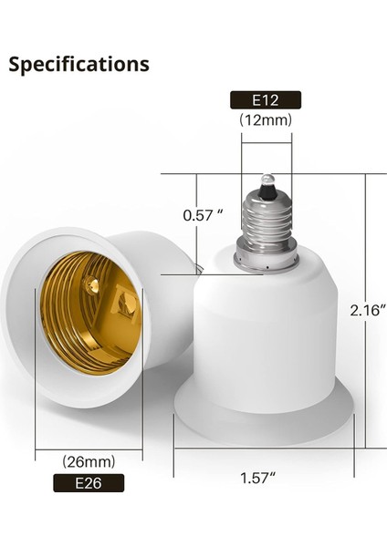 25 Paket E12'DEN E26'YA Adaptör Işık Soketi Orta Taban E27 Dönüştürücü Avize (Yurt Dışından)