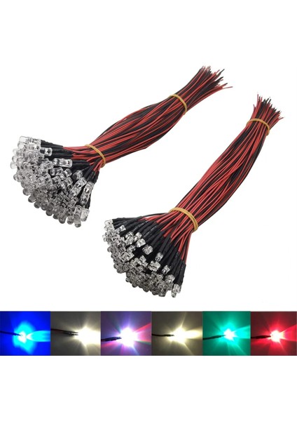 100 Adet Lot 20 cm Önceden Kablolanmış 5 mm LED Işık Lambası Ampul Önceden Kablolanmış Yayan Diyotlar Dıy Ev Dekorasyonu Için DC3.7V-12V D (Yurt Dışından)