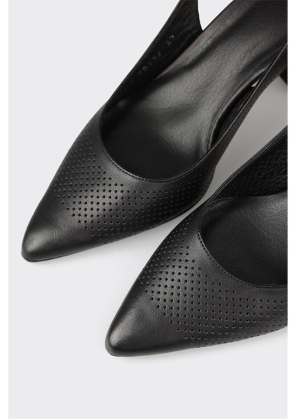 Siyah Deri Kadın Topuklu Ayakkabı fırsatları