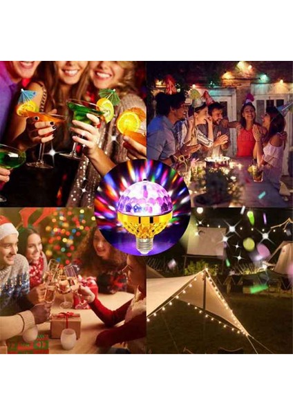 Noel Için Disko Işığı Renkli Dönen Soketli E27 Fişe Takın (Yurt Dışından)
