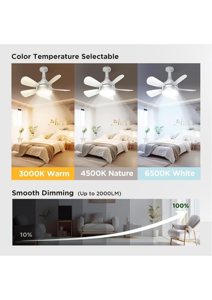 Işıklı ve Uzaktan Kumandalı Soket Tavan Vantilatörleri - Fan Light Kısılabilir LED Ampul, Vidalı Küçük (Yurt Dışından)
