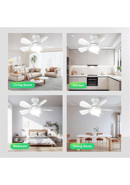 Işıklı ve Uzaktan Kumandalı Soket Tavan Vantilatörleri - Fan Light Kısılabilir LED Ampul, Vidalı Küçük (Yurt Dışından)