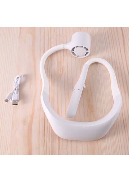 Elektrikli Fan Kamp Boyun Taşınabilir USB Şarjlı Açık Hava Sporları Mini Hafif Katlanabilir Fan, Beyaz (Yurt Dışından) fiyatları