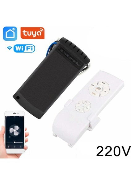 Tuya Wifi Akıllı Tavan Vantilatörü Uzaktan Kumanda Kiti App Ev Ayarlı Hızı Alexa Ev Için, 220V (Yurt Dışından)