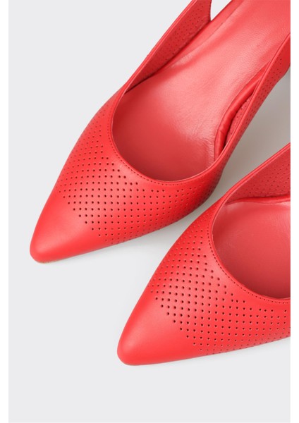 Kırmızı Deri Kadın Topuklu Ayakkabı fırsatları
