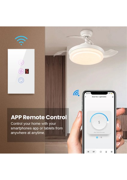 Tuya Akıllı Wifi Fan Işık Kazan Anahtarı Standart Su Isıtıcısı Dokunmatik 3'ü 1 Arada Alexa Ev B Için (Yurt Dışından)