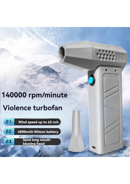 Üfleyici Turbo Jet Fan 140.000RPM Güç Göstergesi El Tipi Mini Toz Alma Makinesi Yüksek Hızlı Temizlik Aracı, Şiddetli Gri (Yurt Dışından)