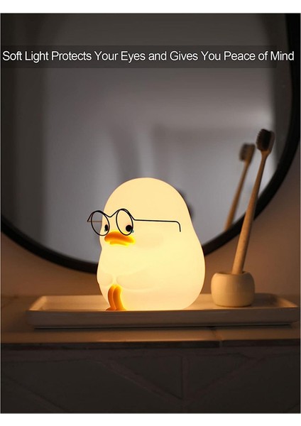 Happy Duck Çocuk Gece Lambası, Çocuklar Için Silikon Gece Lambası, Sevimli ve Kısılabilir Lamba Yatıştırıcı Yatma Zamanı B (Yurt Dışından)