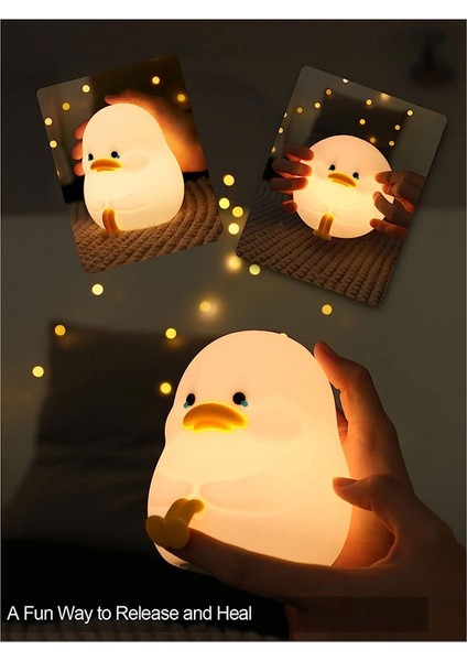 Happy Duck Çocuk Gece Lambası, Çocuklar Için Silikon Gece Lambası, Sevimli ve Kısılabilir Lamba Yatıştırıcı Yatma Zamanı B (Yurt Dışından)