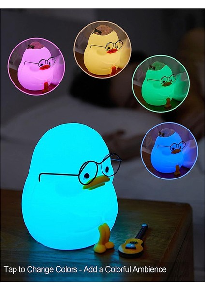 Happy Duck Çocuk Gece Lambası, Çocuklar Için Silikon Gece Lambası, Sevimli ve Kısılabilir Lamba Yatıştırıcı Yatma Zamanı B (Yurt Dışından)