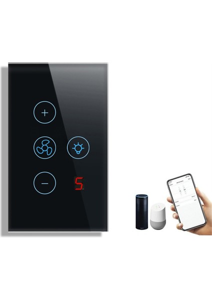 Tuya Zigbee Akıllı Fan Işık Anahtarı Abd Ağ Bağlantısı App Kontrolü Alexa/asistan Ses Siyah (Yurt Dışından)