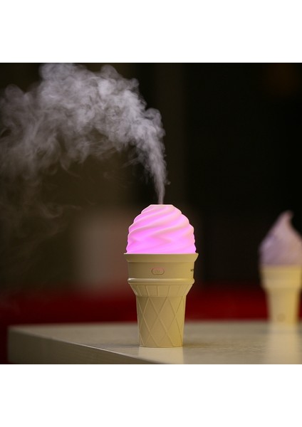 Dondurma USB Mini Renkli Gece Lambası Hava Nemlendirici Ev Aletleri (Sarı) (Yurt Dışından) modelleri